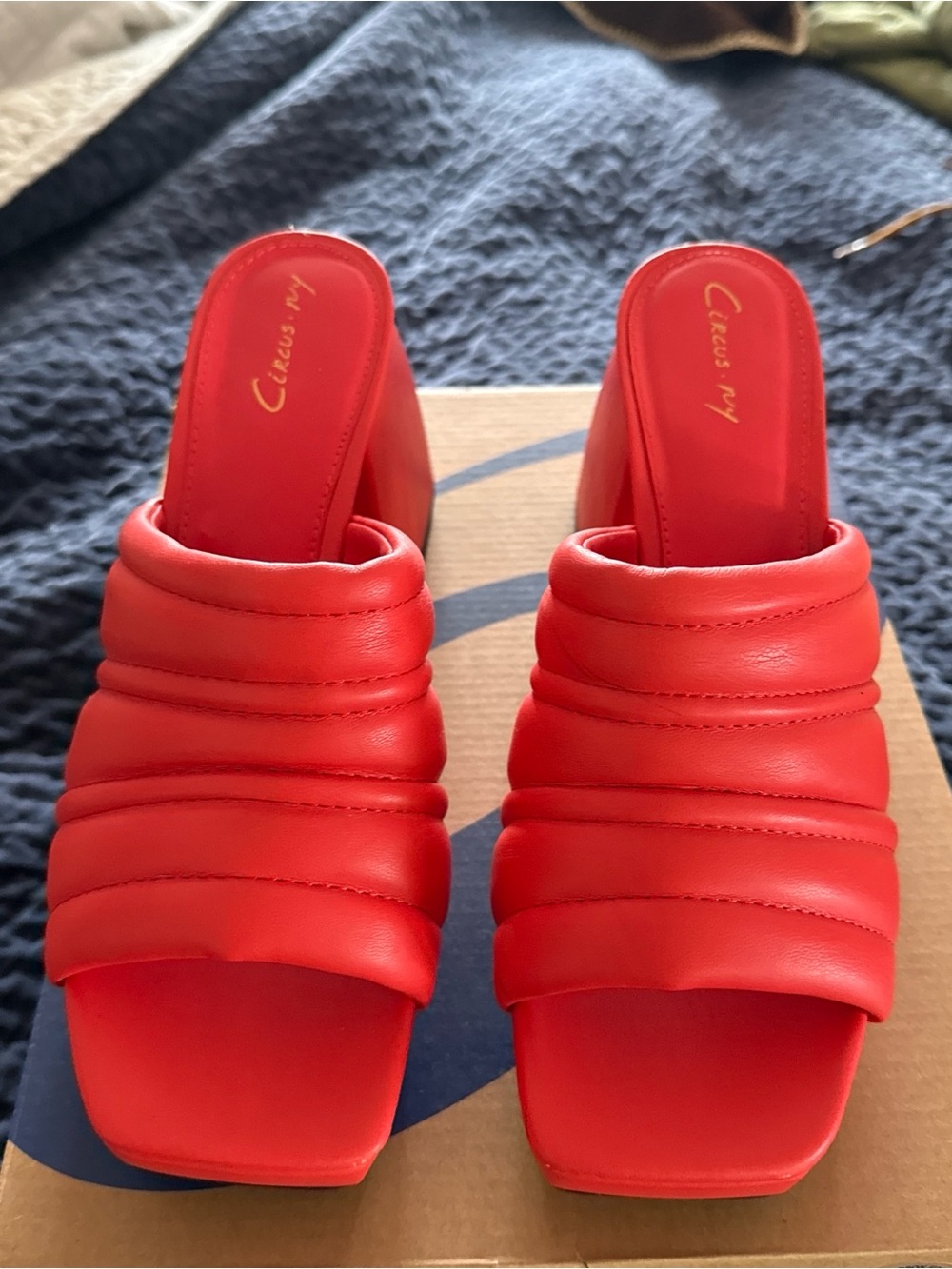 Circus by Sam Edelman Quilted Red Slide Wedge Mules